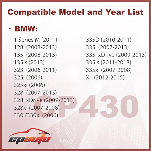 Miniatura 2 de EPAuto CP430 (CUK8430) Filtro de aire de cabina con carbón activado, repuesto para BMW 128i, 135i, 328i, 335i, 740i, 740Li, 760Li, X1 (2012-2015),