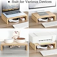 Vista 3 de TEAMIX Soporte elevador para monitor de madera, paquete de 2 elevadores ajustables para monitor dual para computadora portátil/PC