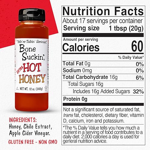 Miniatura 2 de Bone Suckin' Miel extra caliente, miel picante, sin gluten y sin OMG (12 onzas, 2 unidades)