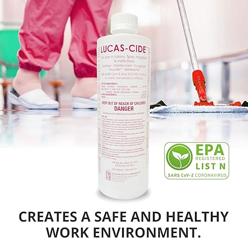 Miniatura 6 de LUCAS-CIDE Desinfectante de salón y spa, desinfectante multiusos para superficies, solución de suministros de limpieza desinfectante EPA, 16 oz