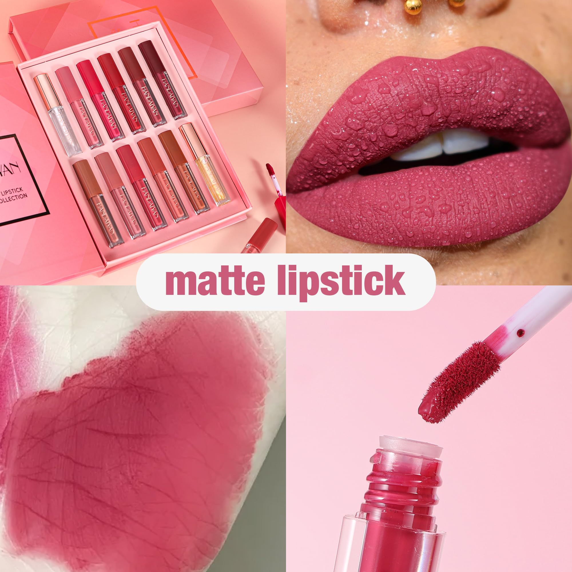 12 Colors Nude Liquid Lipstick Makeup Set Velvet Matte Long-Lasting Waterproof Non-Stick Cup Not Fade Pink Lip Gloss Red Lipstick Makeup Set Gift Kit For Women (Set D) - Image 3