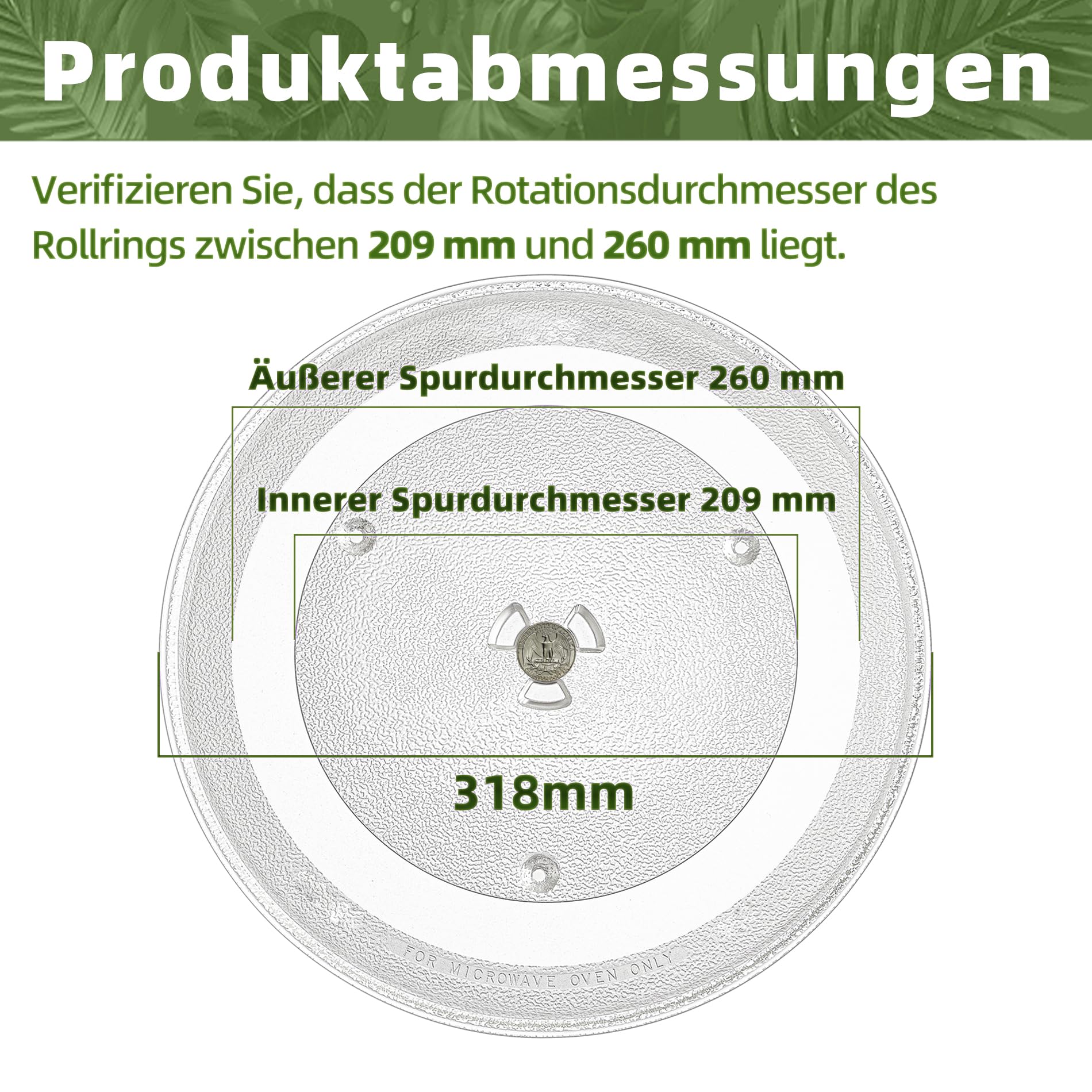 31,8 cm Mikrowellen Glas Platte Kompatibel mit GE WB39X10003 Samsung DE74-20015G und Maytag 318 mm Mikrowellen Glas Drehteller – Ersetzt Hotpoint Mikrowellen Drehteller Platte