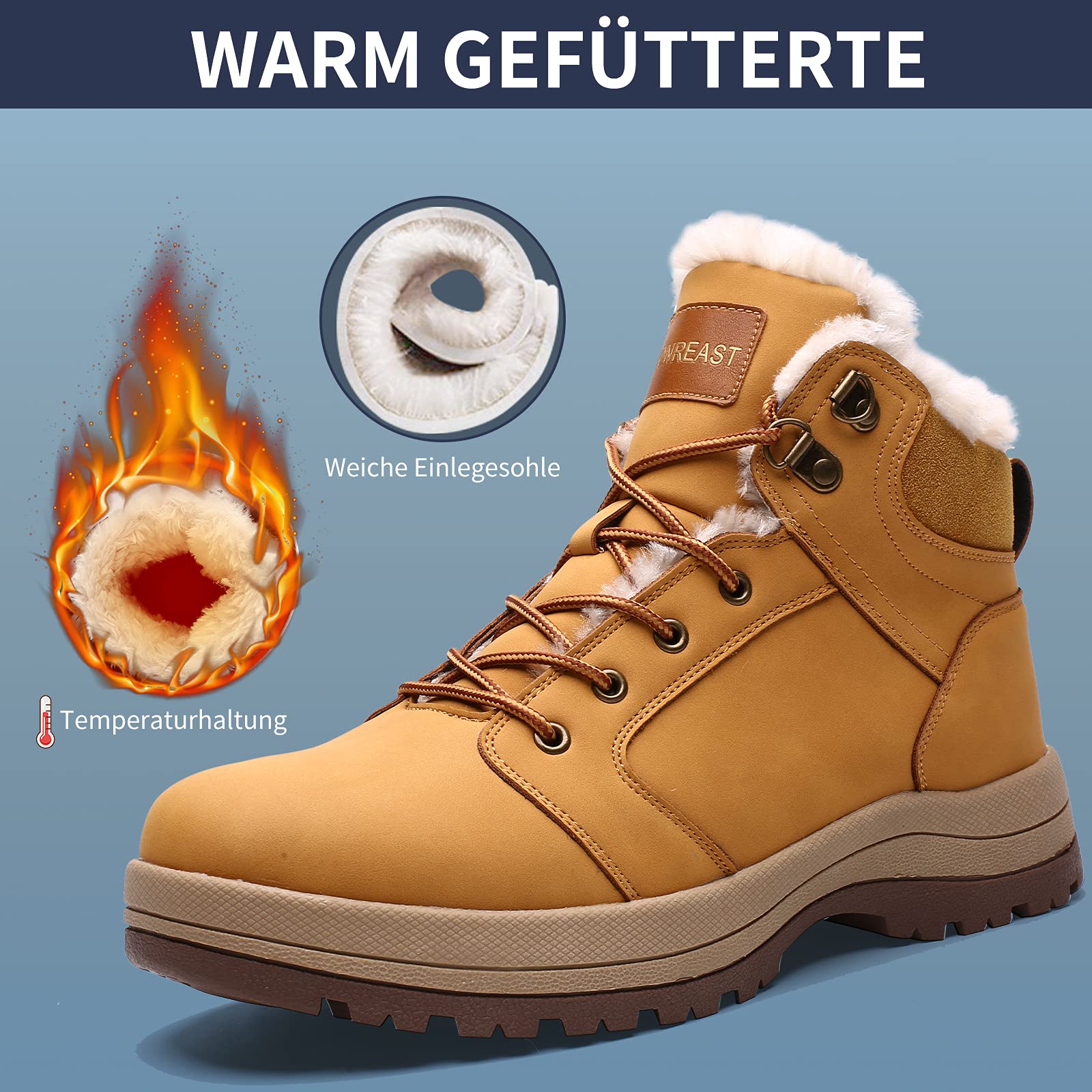 visionreast impermeabile scarpe invernali Fodera calda scarponi da neve unisex inverno scarpe da trekking laccio Stivali invernali per uomo donna all'aperto antiscivolo