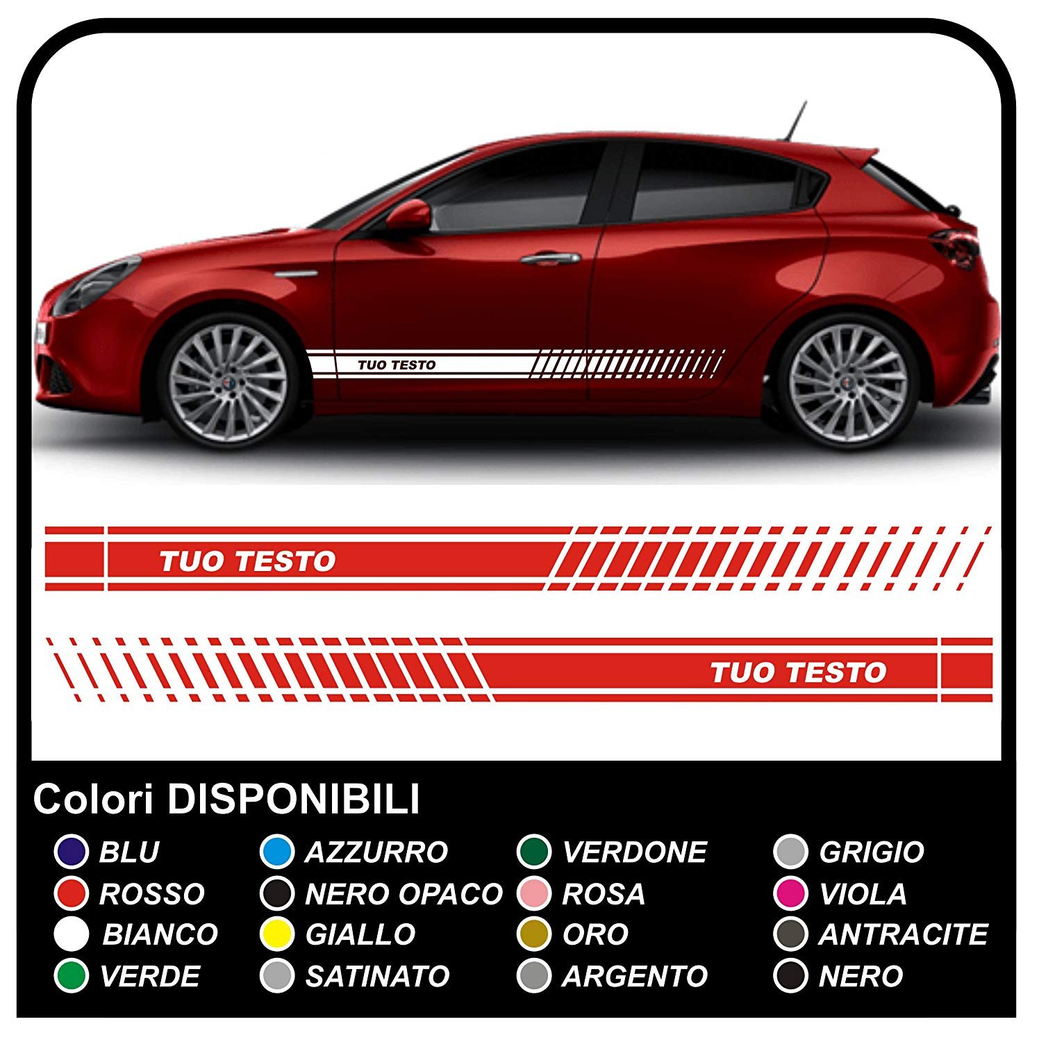 ADESIVI LATERALI STRISCE PERSONALIZZATE FASCE tuning (NERO)