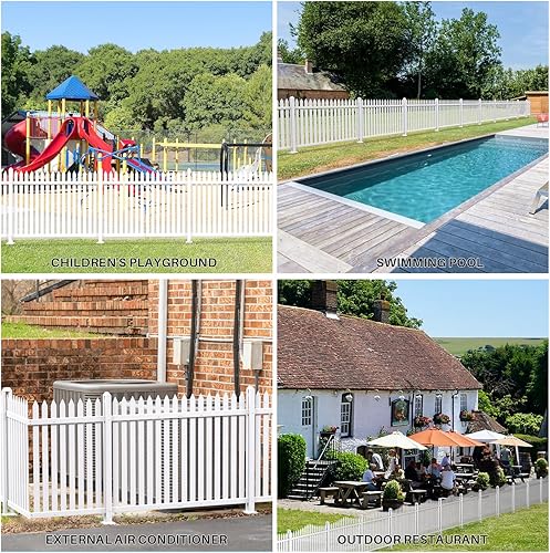 Miniatura 7 de Patio 5 juegos de paneles de valla de vinilo de 30 pulgadas de alto x 84 pulgadas de ancho, valla decorativa de PVC blanco para patio delantero,