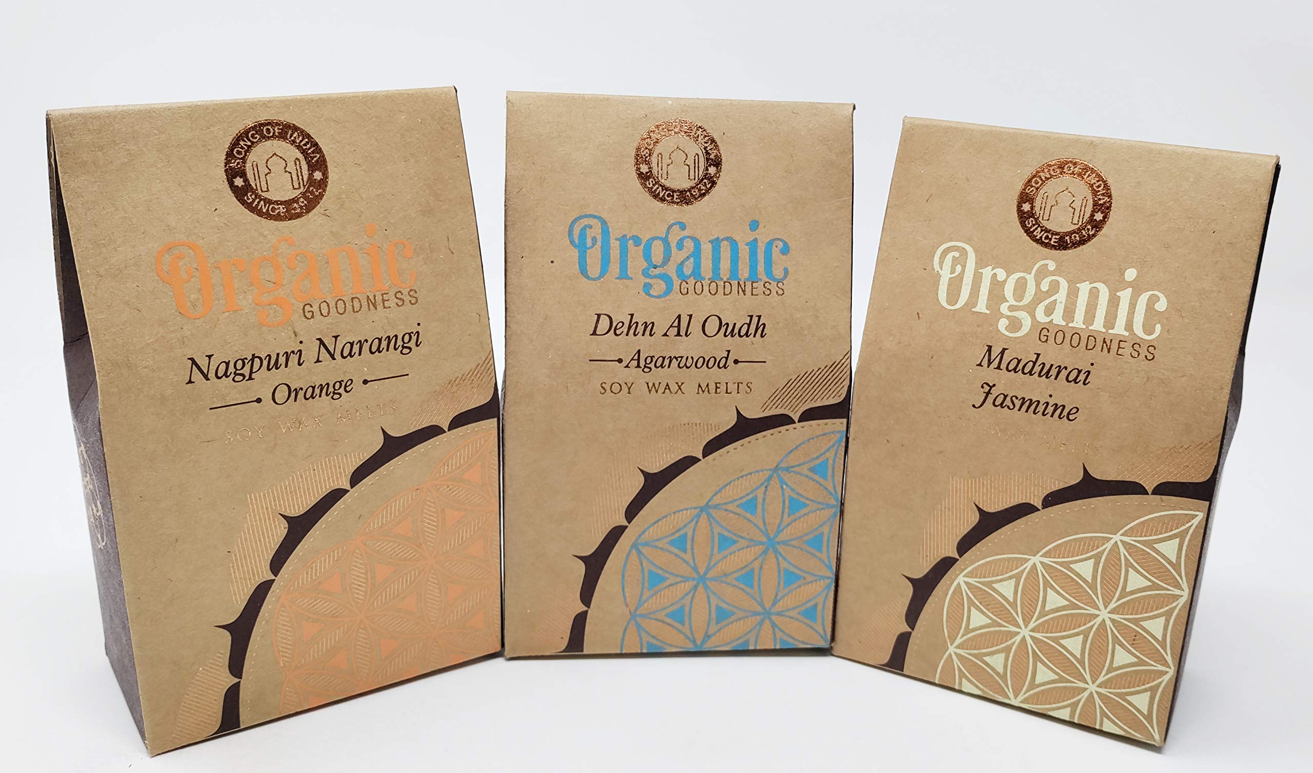 Organic Goodness Wax Melts 3 Mix Fragrances Packs, 9 wax melts in One pack-Orange, Jasmine, Oudh with JRose Souvenir (2)