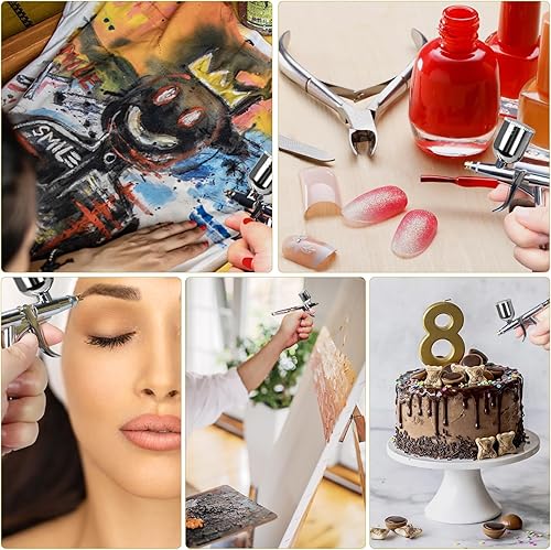 Miniatura 6 de Kit de aerógrafo de doble acción con gatillo de aire de pincel de aire con agujas de 0.020 in0.012 in 5CC y 7CC kit de pistola de pintura con