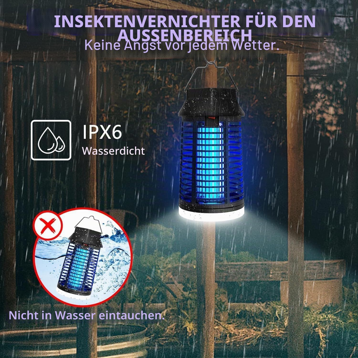 seenlast Insektenvernichter Elektrisch Mit Fernbedienung, Mückenlampe 15W 4200V Mückenfalle Mückenschutz Mit LED-Licht, Fliegenfalle Elektrisch Mückenabwehr, für Mücken,Motten,Fliege,Spinnen