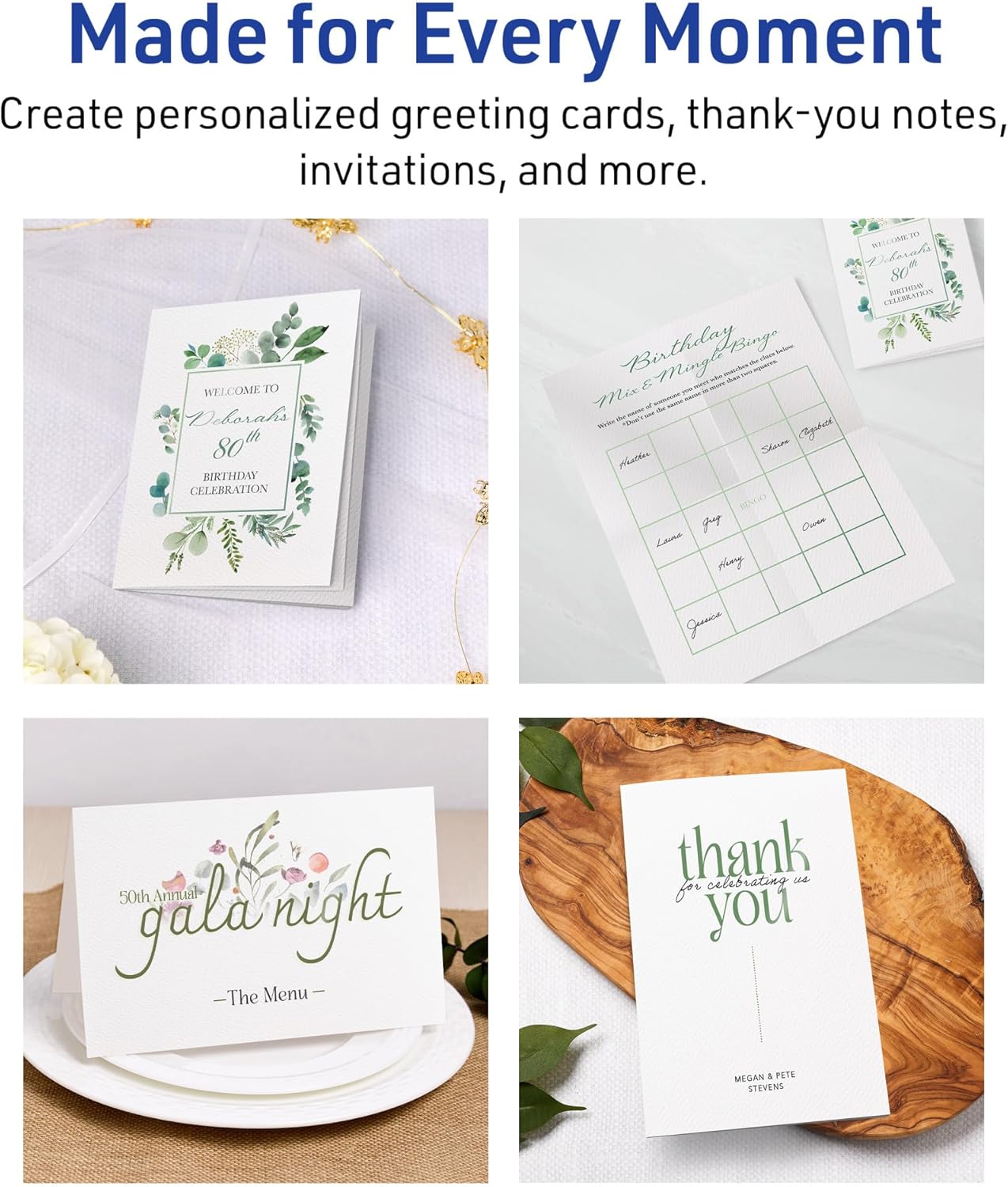 Avery Printable Note Cards, Envelopes Included, 4.25" x 5.5", Textured White, Laser & Inkjet Compatible, 50 Blank Cards per Pack, Great for Product Branding, Marketing, and More (2 Packs of 5813)