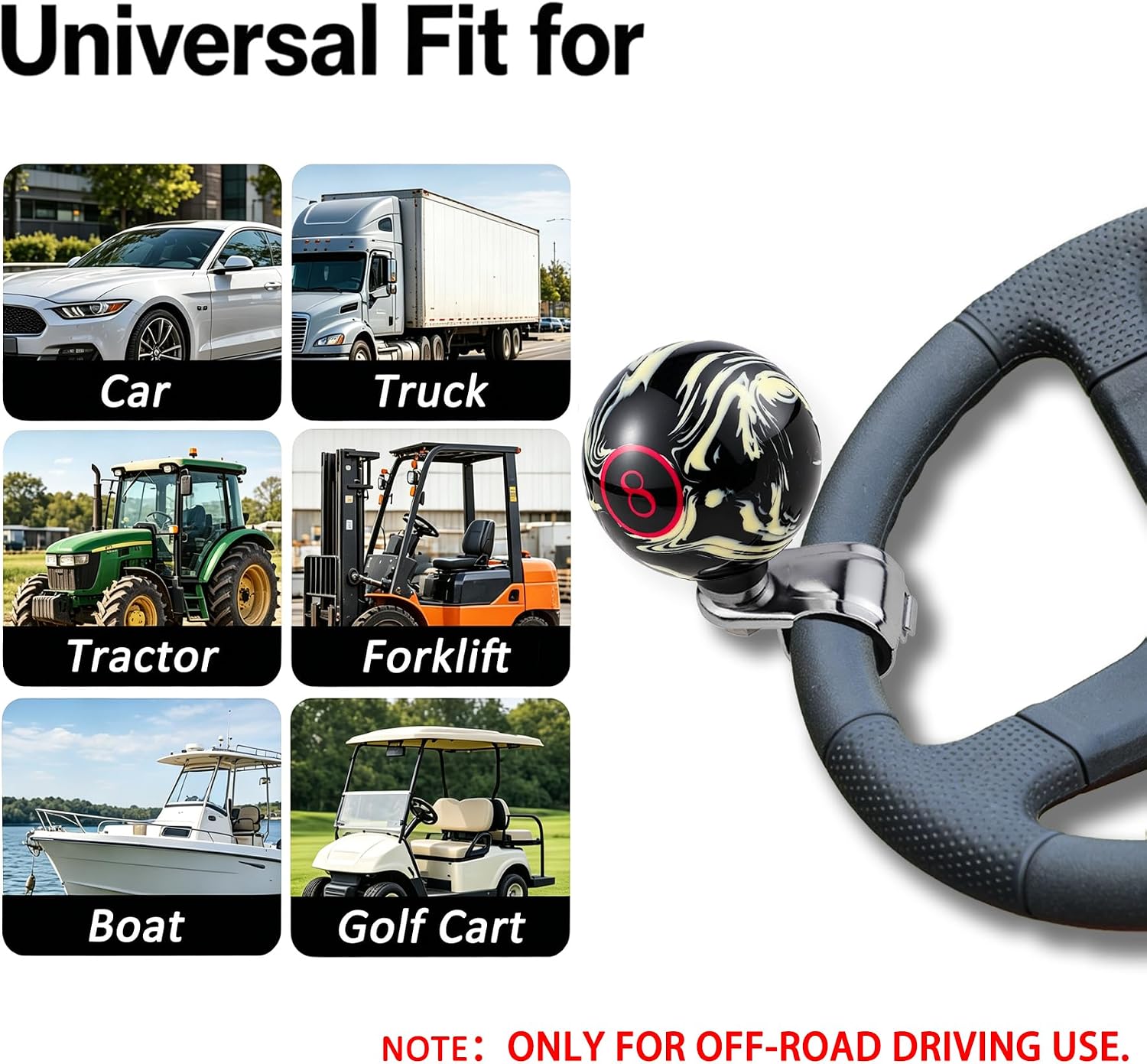 Steering Wheel Knob,Spinner Assist Grip Knobs, Turning Spinners for Most Agricultural Tractors Forklifts Lawn Mowers,Number 8