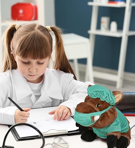 Miniatura 7 de DolliBu Juguete de peluche de médico de jabalí salvaje, súper suave, disfraz de médico de jabalí con bonito uniforme y traje de gorra, regalo con