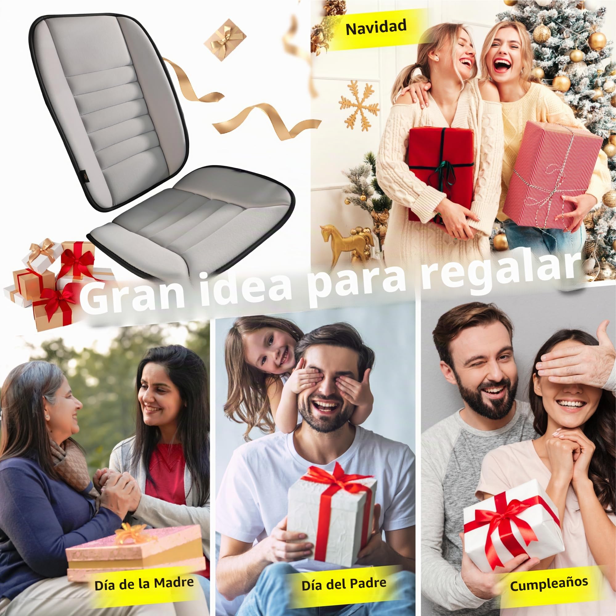 kingphenix Cojín para Asiento de Coche con Almohada de Soporte Lumbar: Diseño de Espuma Viscoelástica Mejorada para Alivio del Dolor, Ideal para Conductores y Uso en Oficina - Comodidad Lombar