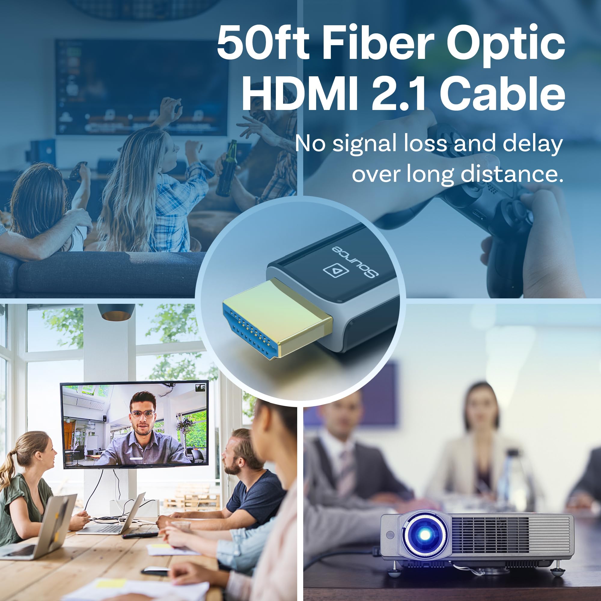 MMOBIEL 8K HDMI Fiber Optic Cable 50ft 48Gbps HDMI 2.1 Cord, 8K@60Hz, 4K@120Hz, HDR, eARC, HDCP 2.3, Ultra High Speed for PS5 - Image 2