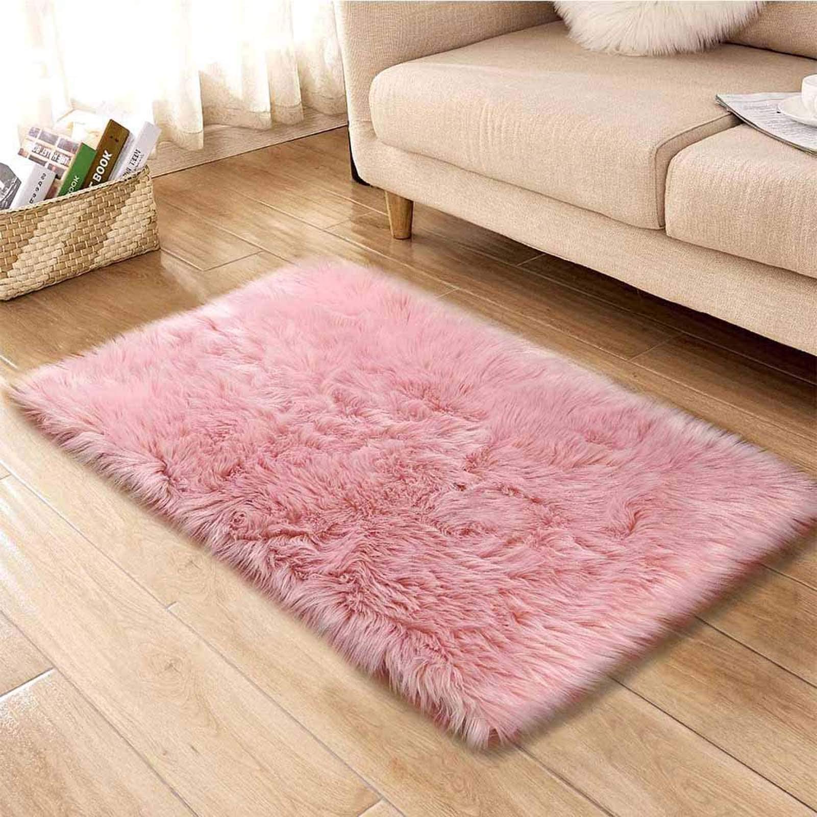 Tapis en Peau de Mouton Faux 60x200cm, Tapis Fourrure synthétique Douce, Fluffy Soft Longhair Décoratif Coussin de Chaise Canapé Natte, Chambre Chevet Tapis