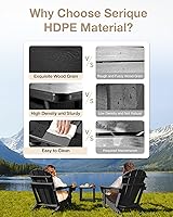 Vista 4 de Silla Adirondack plegable con textura de madera, sillas de patio resistente a la intemperie, silla de exterior, silla de césped con soporte