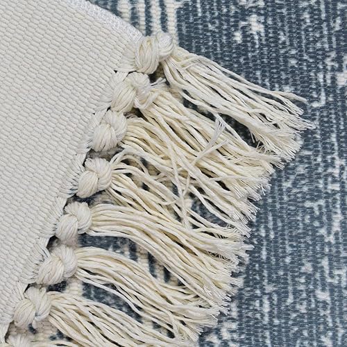 Miniatura 6 de ABREEZE Alfombra de algodón, 2 x 3 pies, tejida a mano con borlas y flecos, alfombra para puerta, alfombra de área interior para baño, dormitorio,