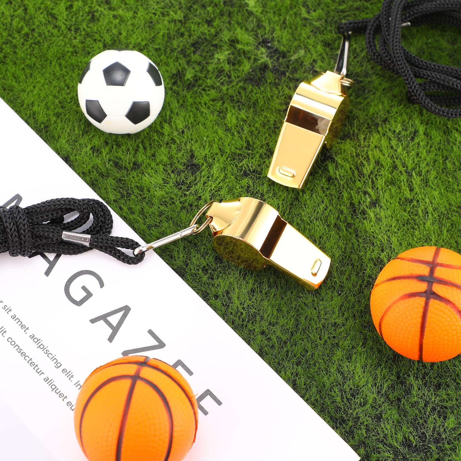 Jenaai Silbato de metal fuerte con cordón, silbato deportivo de acero inoxidable para entrenador, árbitro para adultos, supervivencia, emergencia, silbato dorado para profesores, policía, fútbol