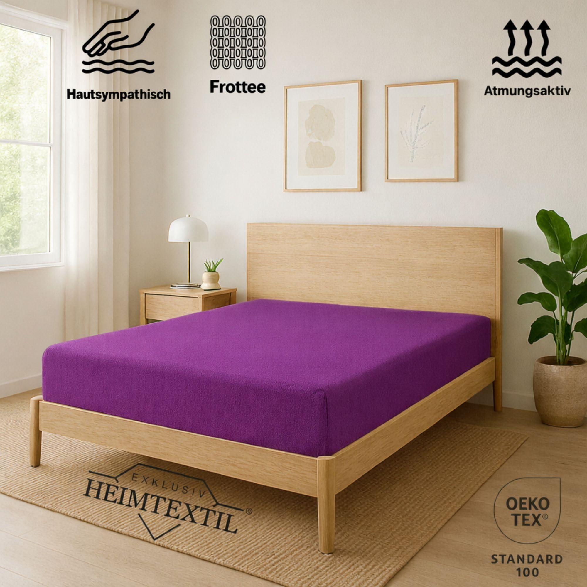EXKLUSIV HEIMTEXTIL Badstof hoeslaken 200 x 220 cm wit