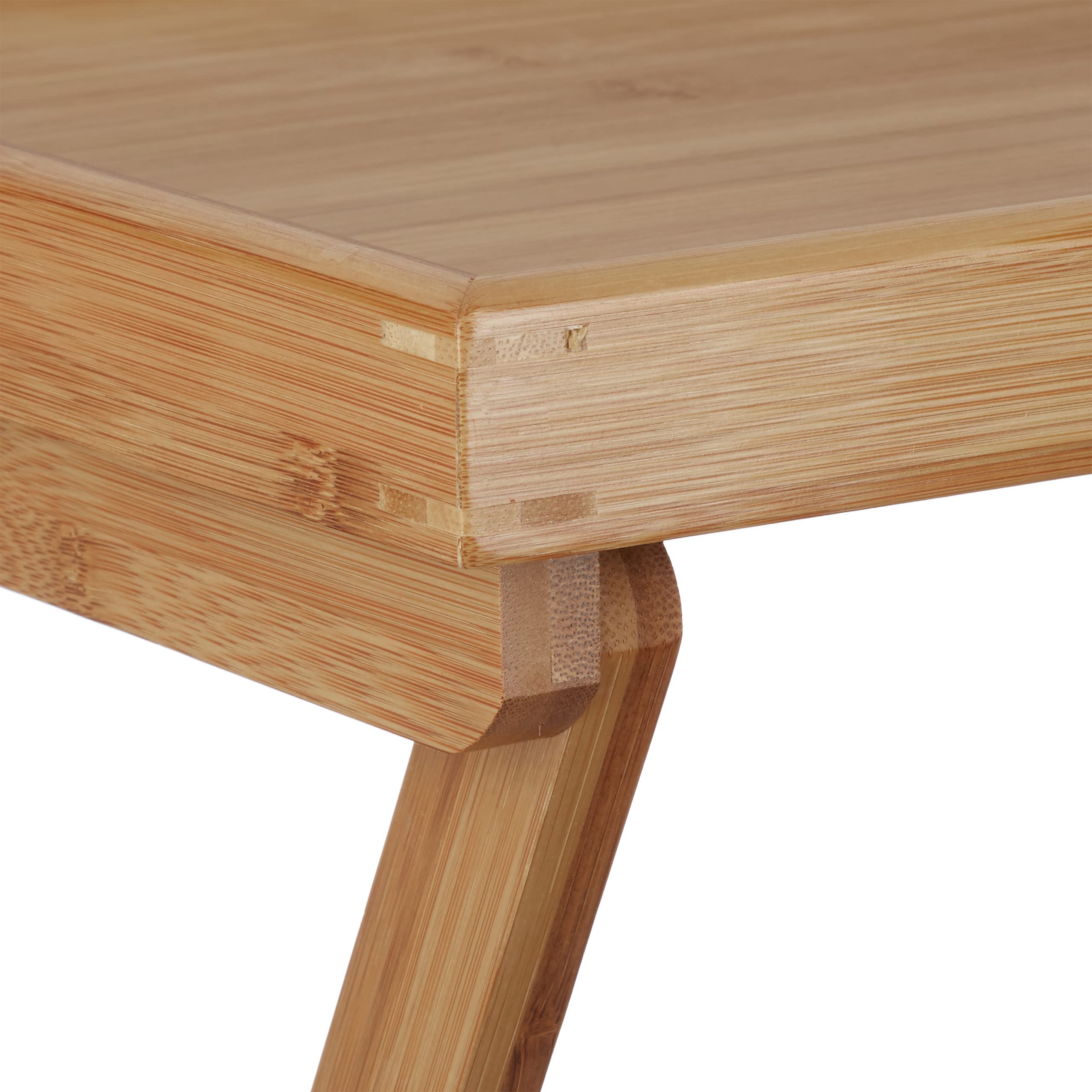 Relaxdays Tavolino Vassoio in Bambù, HxLxP: 66 x 50 x 38,5 cm, per Colazione a Letto, Balcone, Pieghevole, Naturale