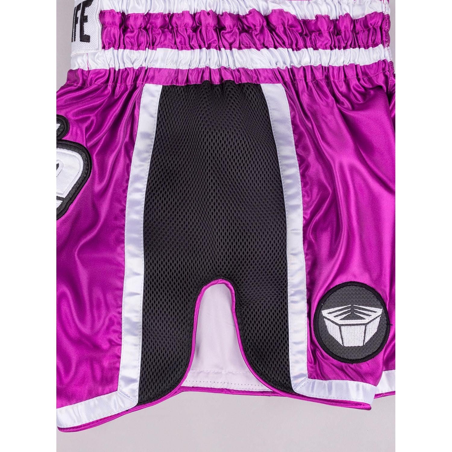 Muay Thai Shorts, Represent, Pink-schwarz, Kickboxhose für Training & Wettkampf, Thaibox Shorts Satin, Atmungsaktiv, Langlebig, Kampfsporthose für MMA, K1, Boxen, Thai Boxen