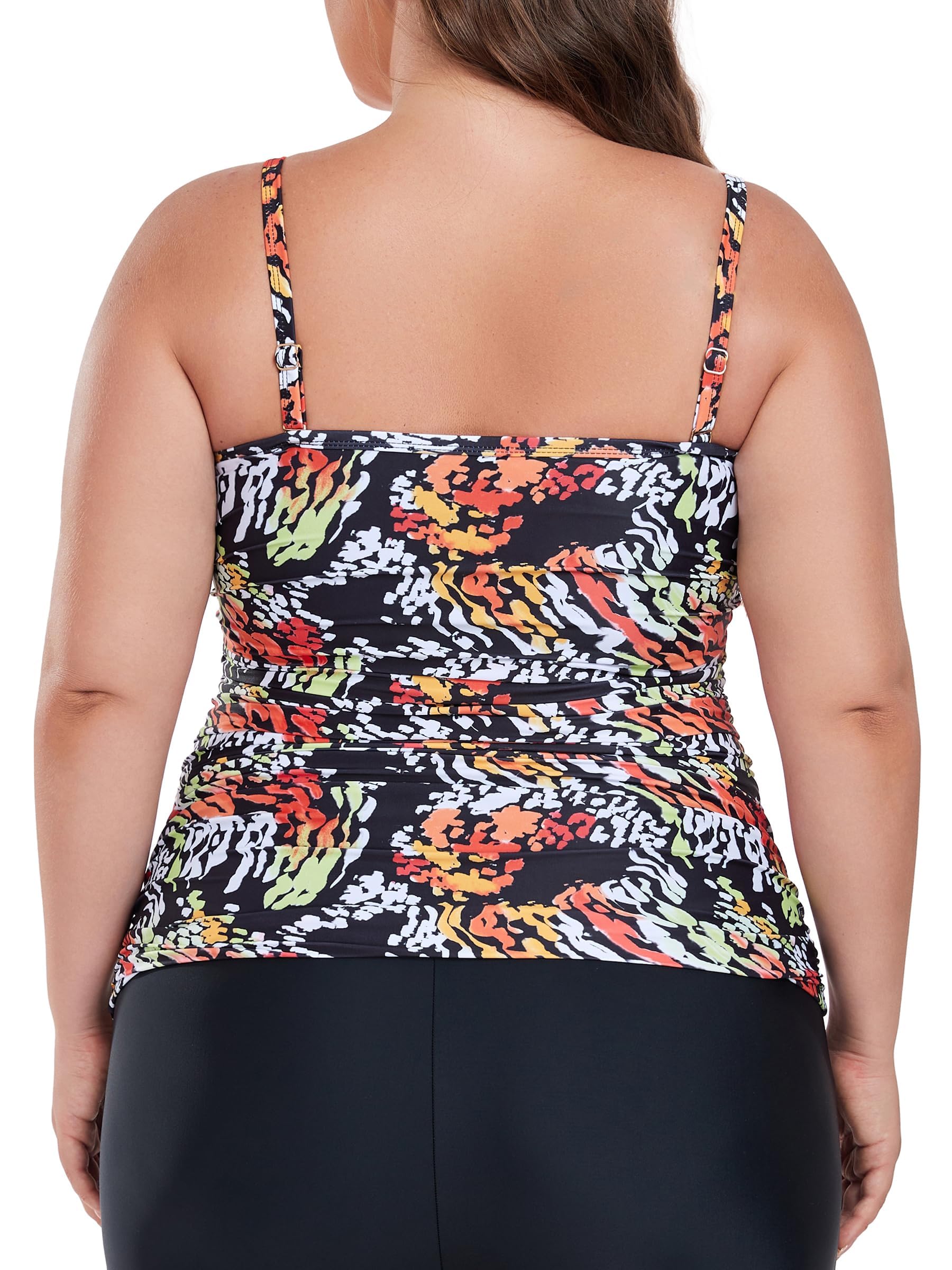 Ocean Blues Tankini bandeau sans bretelles pour femme - Contrôle du ventre - Haut de maillot de bain uniquement