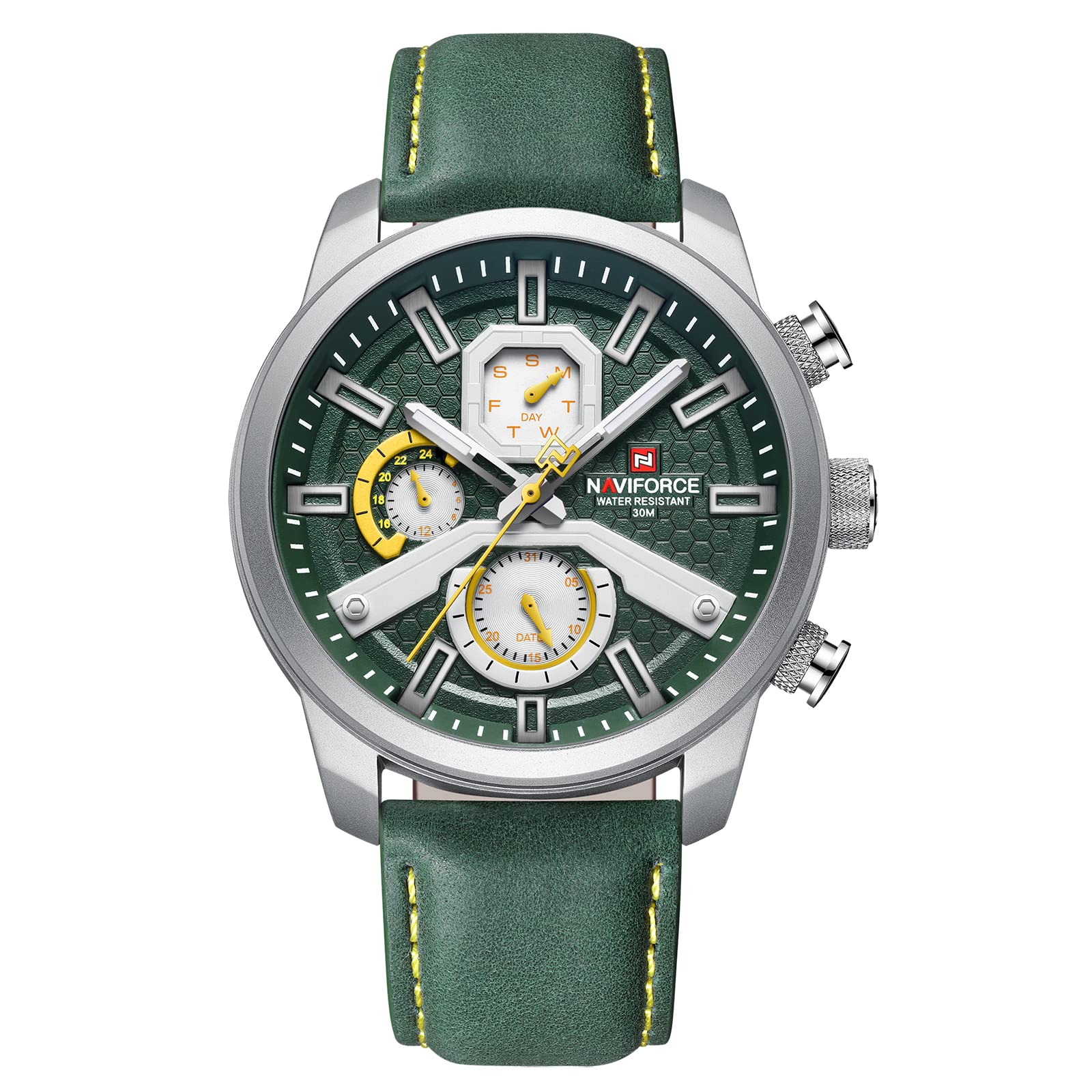 Naviforcefashion Big Face Watches For Men Analog Auto Date Leather