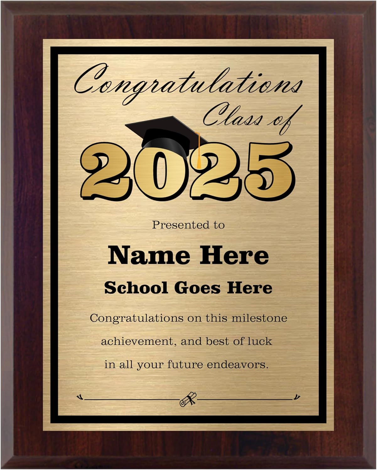 Graduation Plaque for the Class of 2025 - Personalized Gift Award for Graduation - High School or College - Customize Now!
