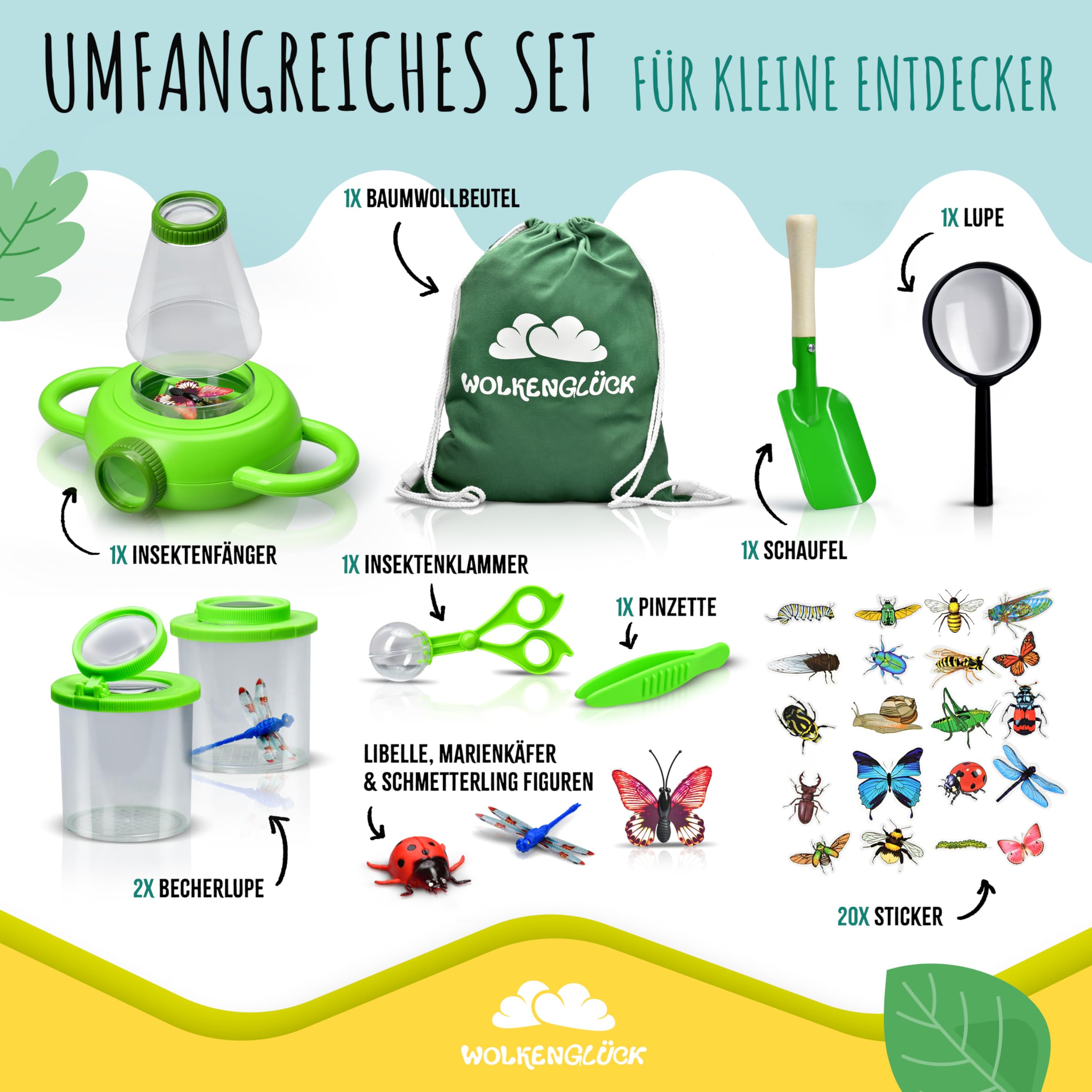 Set di ricercatori per bambini, 6 pezzi, cattura insetti, naturalisti