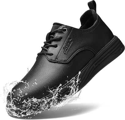 ARISIC Non Slip Work Shoes for Men Waterproof Oil Resistant Slip On Lightweight for Food Service Kitchen Chef Restaurant Classic Casual Walking Dress Shoes