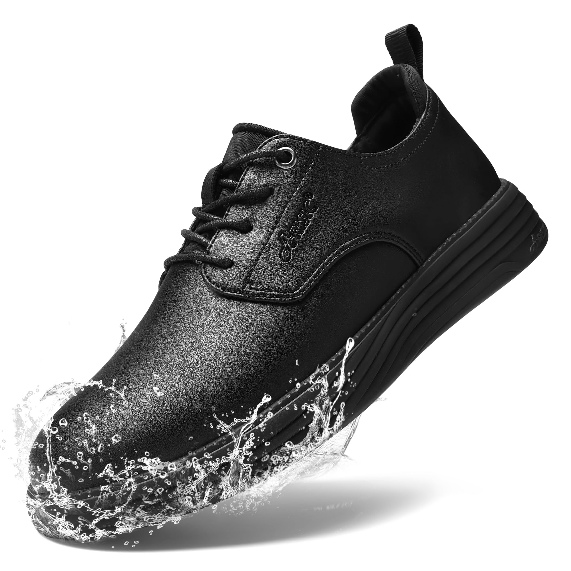 Non Slip Work Shoes for Men Waterproof Oil Resistant Slip On Lightweight for Food Service Kitchen Chef Restaurant Classic Casual Walking Dress Shoes Black