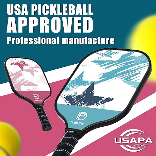 Miniatura 2 de DULCE DOM Palas de pickleball, juego de 24 de pickleball de fibra de vidrio aprobadas por USAPA con palas de pickleball, 4 bolas de pickleball y
