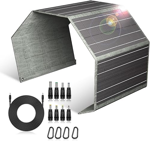 Panel solar portátil de 19 V para estación de energía, cargador solar plegable con celda solar con soporte ajustable, impermeable IP68 para