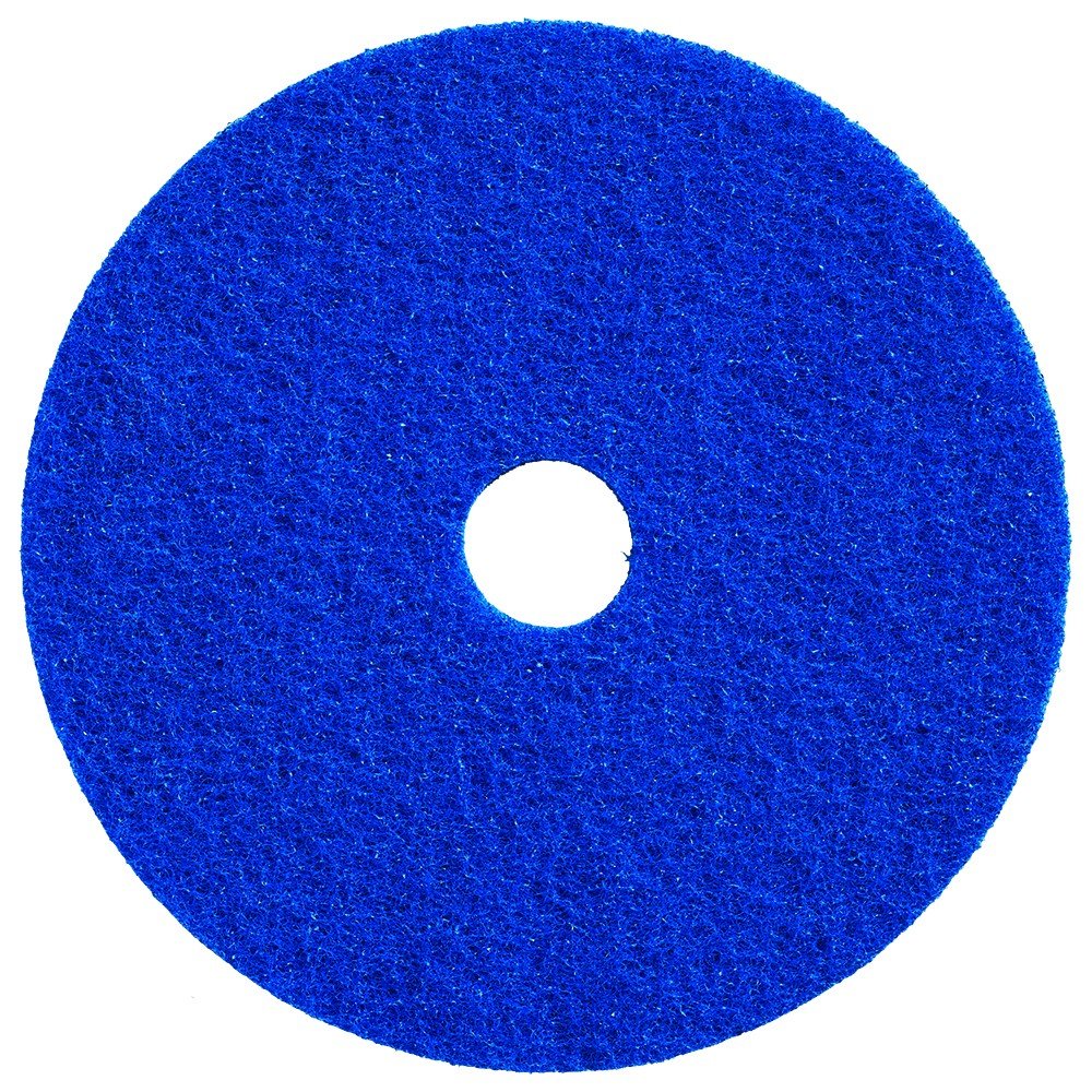 Bear-Tex 66261054245 Super Clean Floor Maintenance Cleaning Pad, Aluminum Oxide, 18" Diameter x 1" Thick, 3-1/4" Arbor, Fine, Blue (Case of 5)