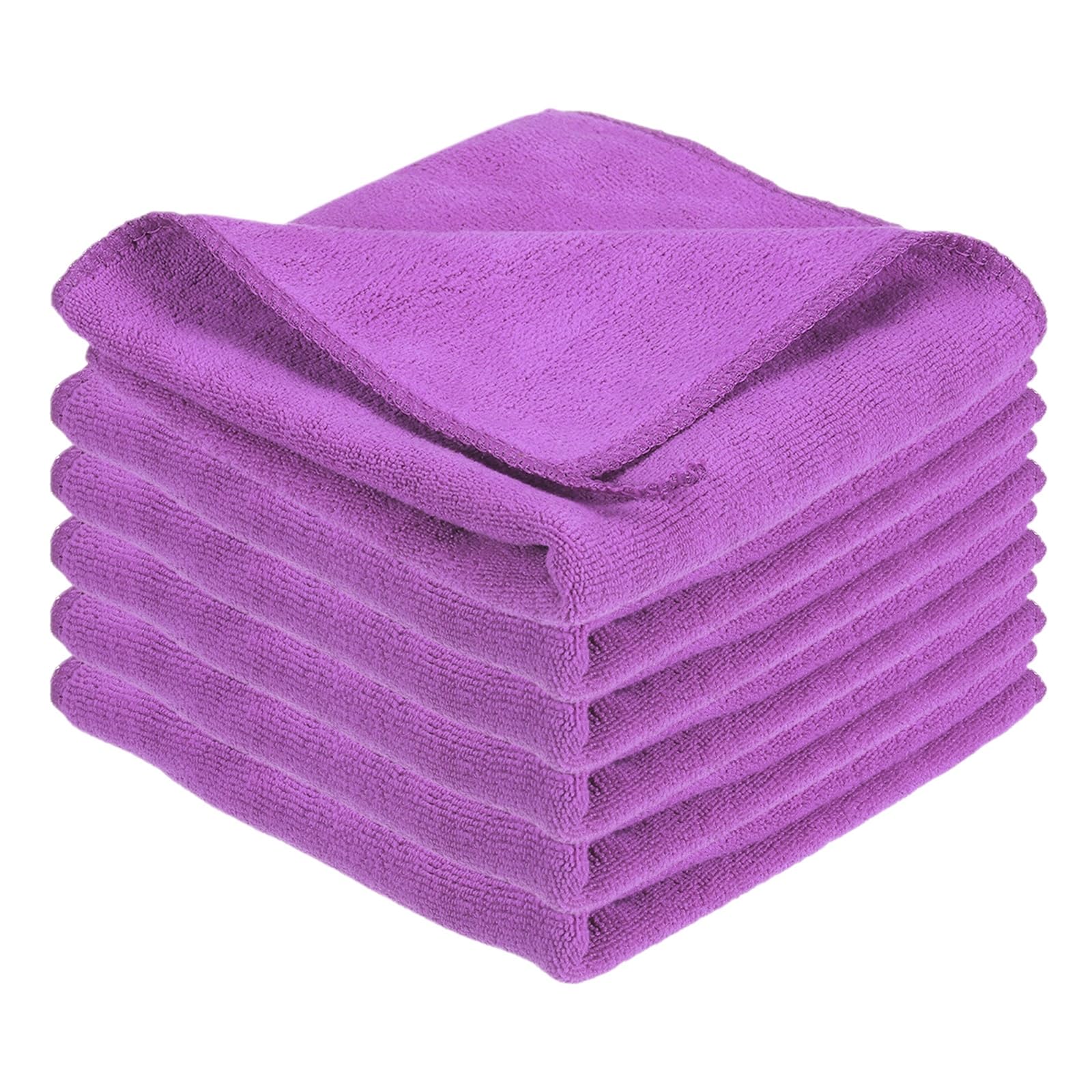 sourcing map 6 Pcs Square Hand Towels, 30 x 30 cm Soft Microfiber Hanging Hand Towel with Hanging Loop Highly Absorbent Kitchen Towels for Home Bathroom Kitchen Cleaning Supplies, Purple