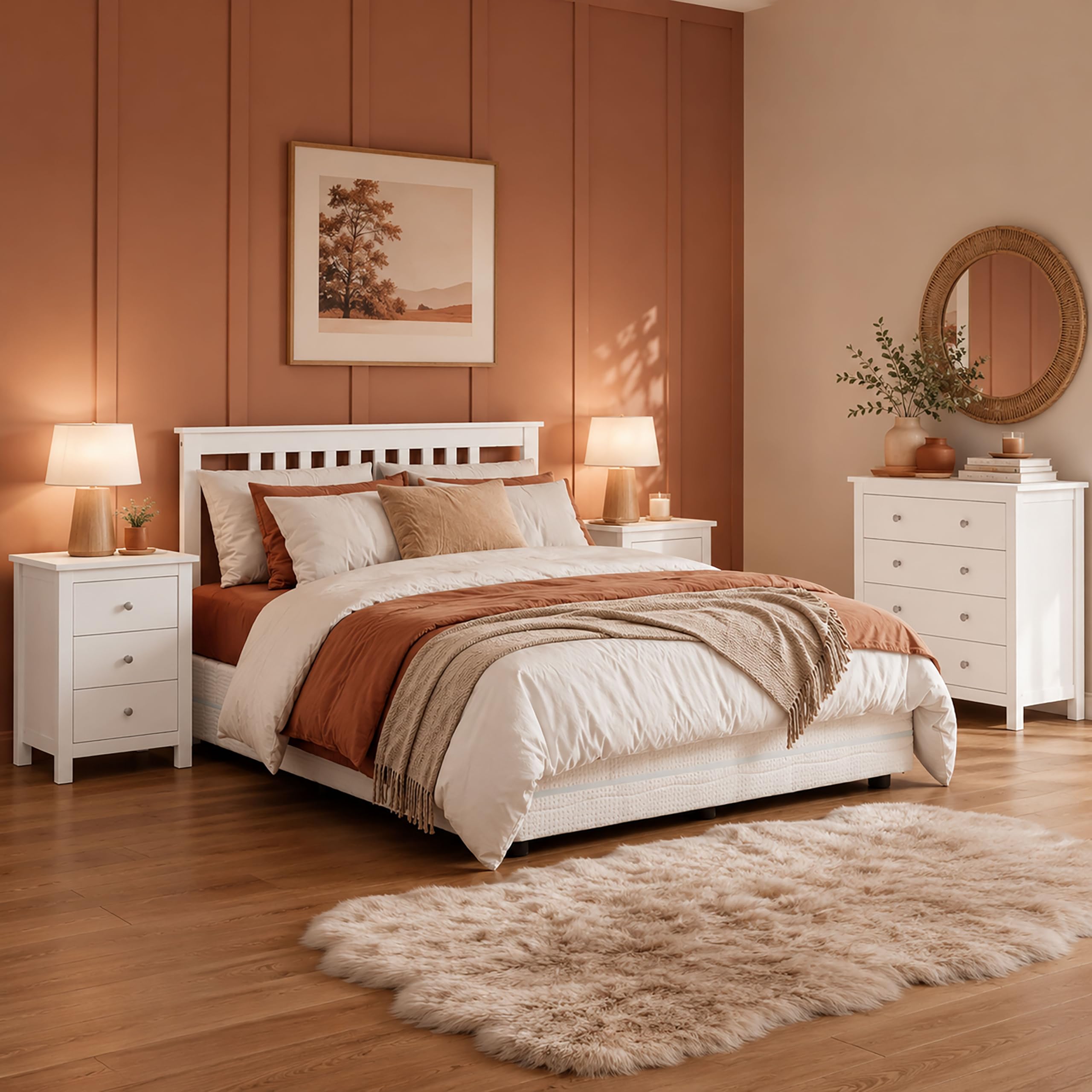 Moblit Cabecero de Pino Macizo para Cama con Somier de 150 cm Color Blanco Translucido Serie Alme Medidas (100x160x2) cm (Alto-Ancho_Fondo) Requiere Montaje