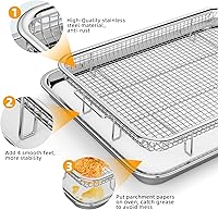 Vista 3 de Cesta de freidora de aire para horno, 2 juegos de bandeja y sartén de freidora de aire con 60 piezas de papel pergamino, sartén de freidora de aire