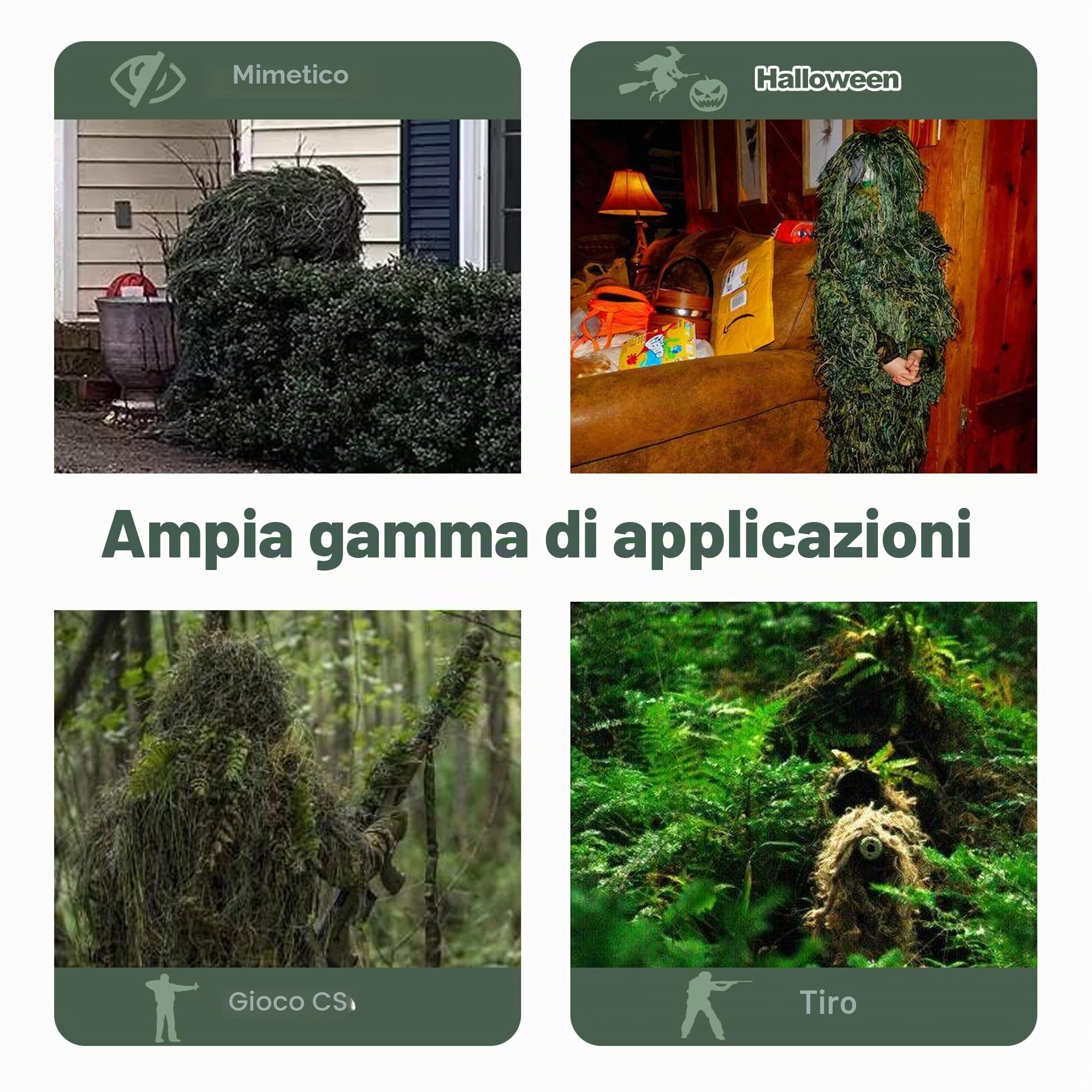 NINAT Ghillie Suit Camo 3D Leafy Gear Jungle Caccia Camouflage Abbigliamento