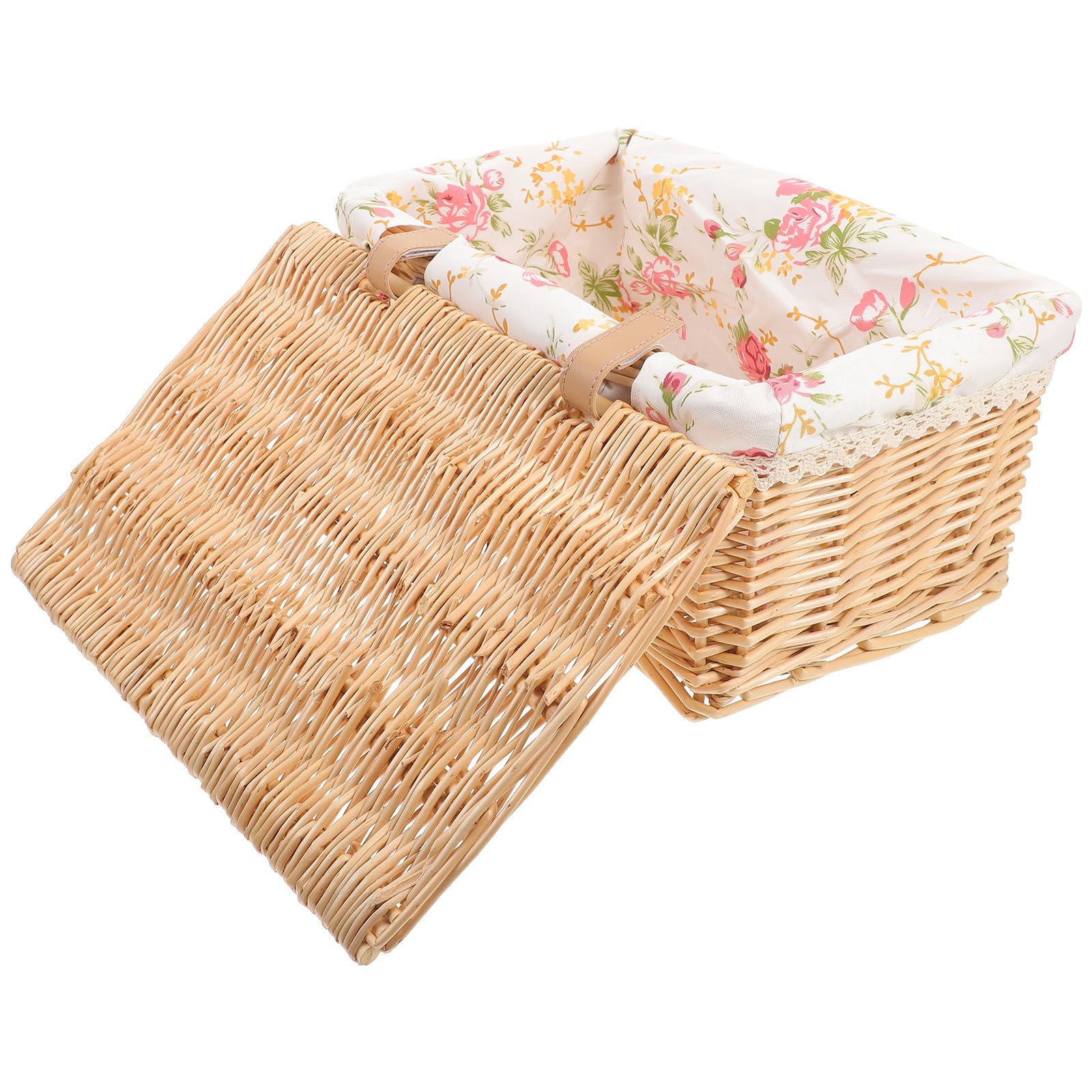 Boîte de rangement beige panier osier tressé organisateur chambre coffre rectangulaire