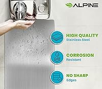 Vista 7 de Alpine - Protector de pared de acero inoxidable para baño, cocina y oficina con adhesivo 3M resistente, fácil de limpiar, resistente al calor y al