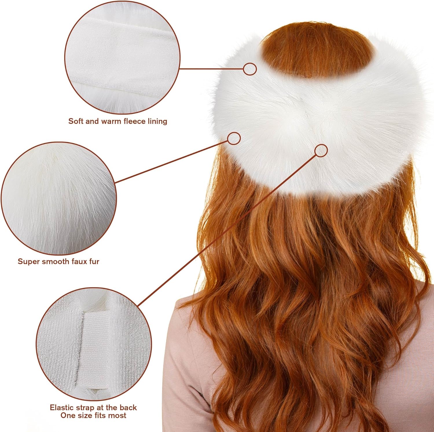 Dikoaina Womens Faux Fur Headband Winter Earwarmer Earmuff Ski - Image 3