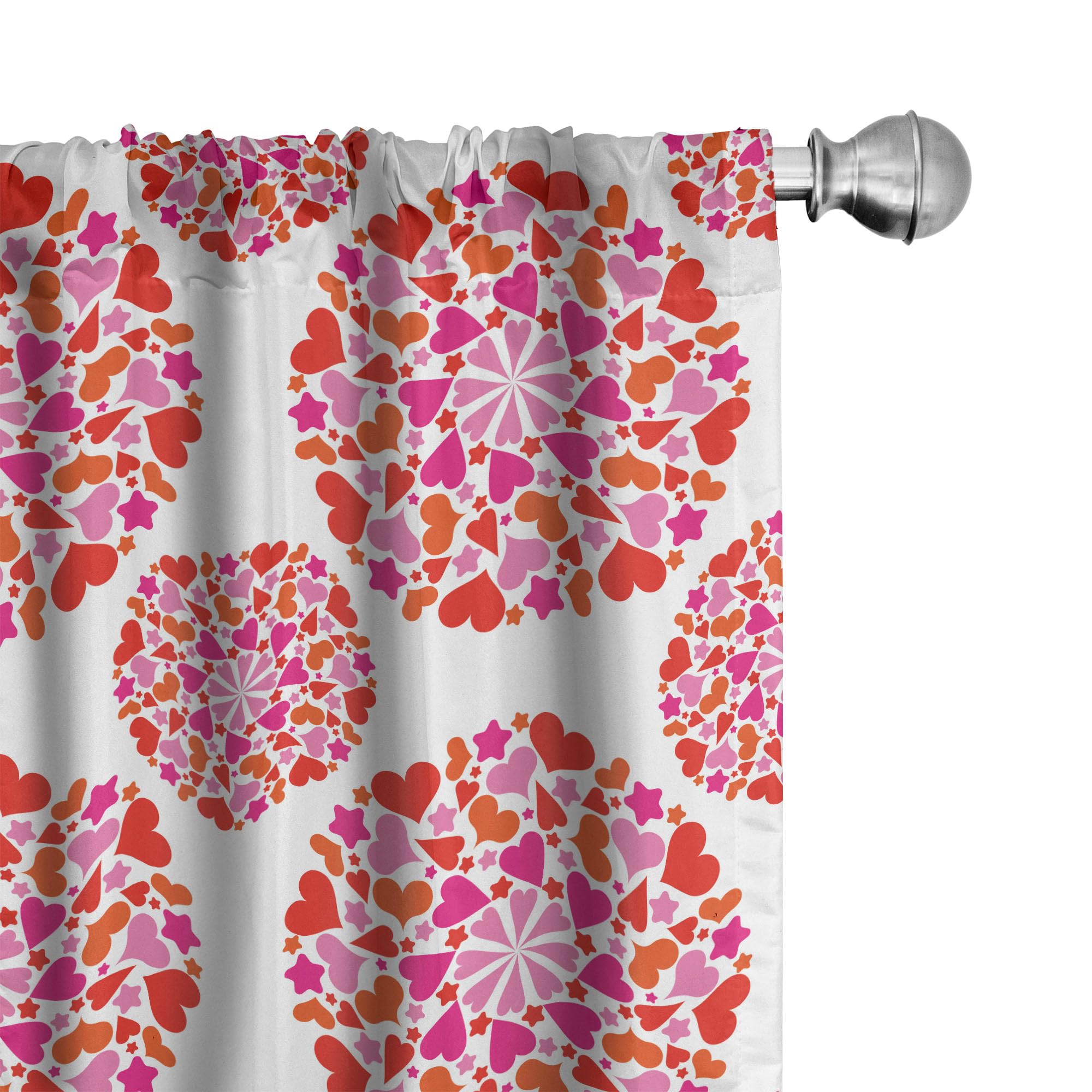 Ambesonne Valentine's Day Window Curtains, Romantic Love Theme of Vibrant Hearts in Circle Forms, Lightweight Decor 2-Panel Set with Rod Pocket, Pair
