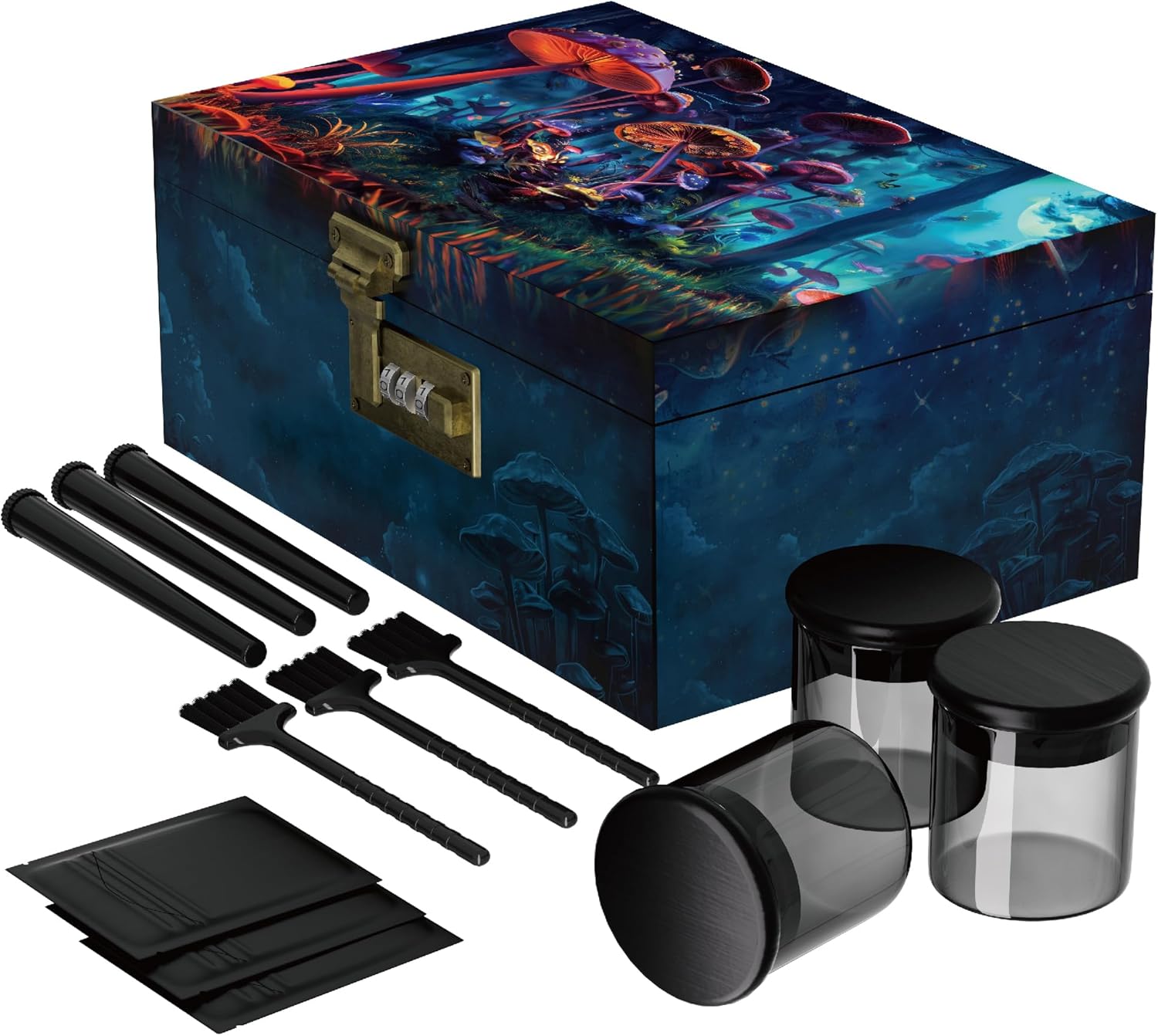 Safe Box Large Bamboo Box, Locked Storage Decorative Box With