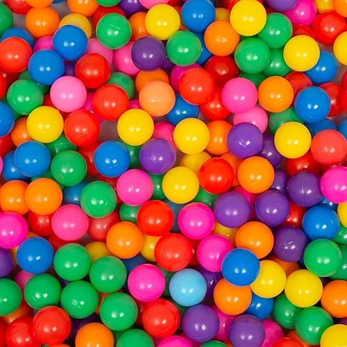 Miniatura 7 de Pelotas de bolas para niños, 500 unidades para niños, a prueba de aplastamiento, bolas de plástico para piscina de pelotas con 7 colores brillantes,