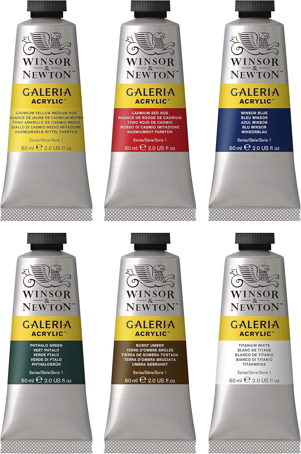 Winsor & Newton Galeria Acrylic Paint, 6 x 60ml (2--oz) Tube Paint Set