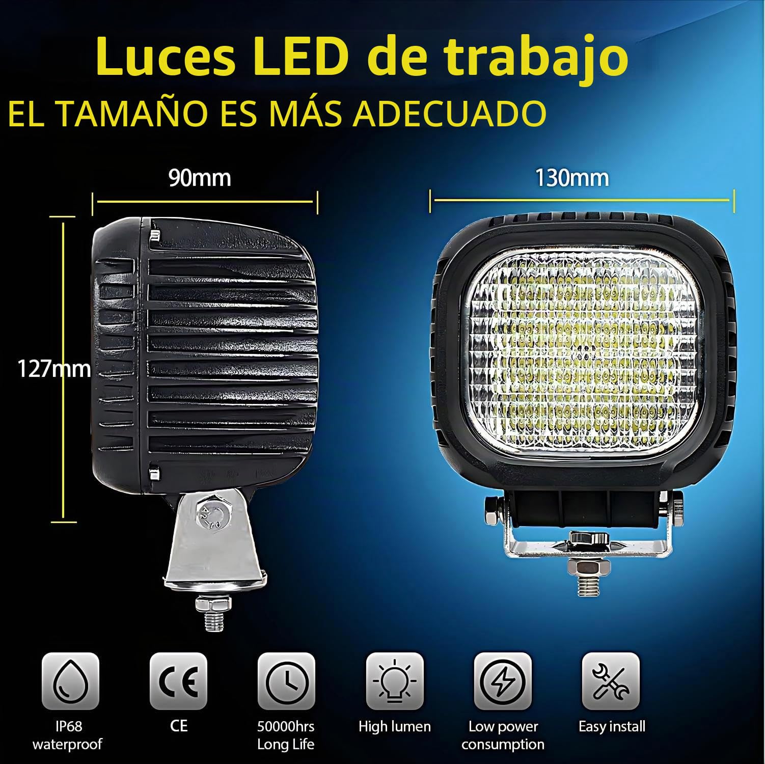 2 focos de trabajo LED de 48W CREE, 12 V 24 V, reflector de luz de trabajo, Cuadrado luz de trabajo, todoterreno, UTE