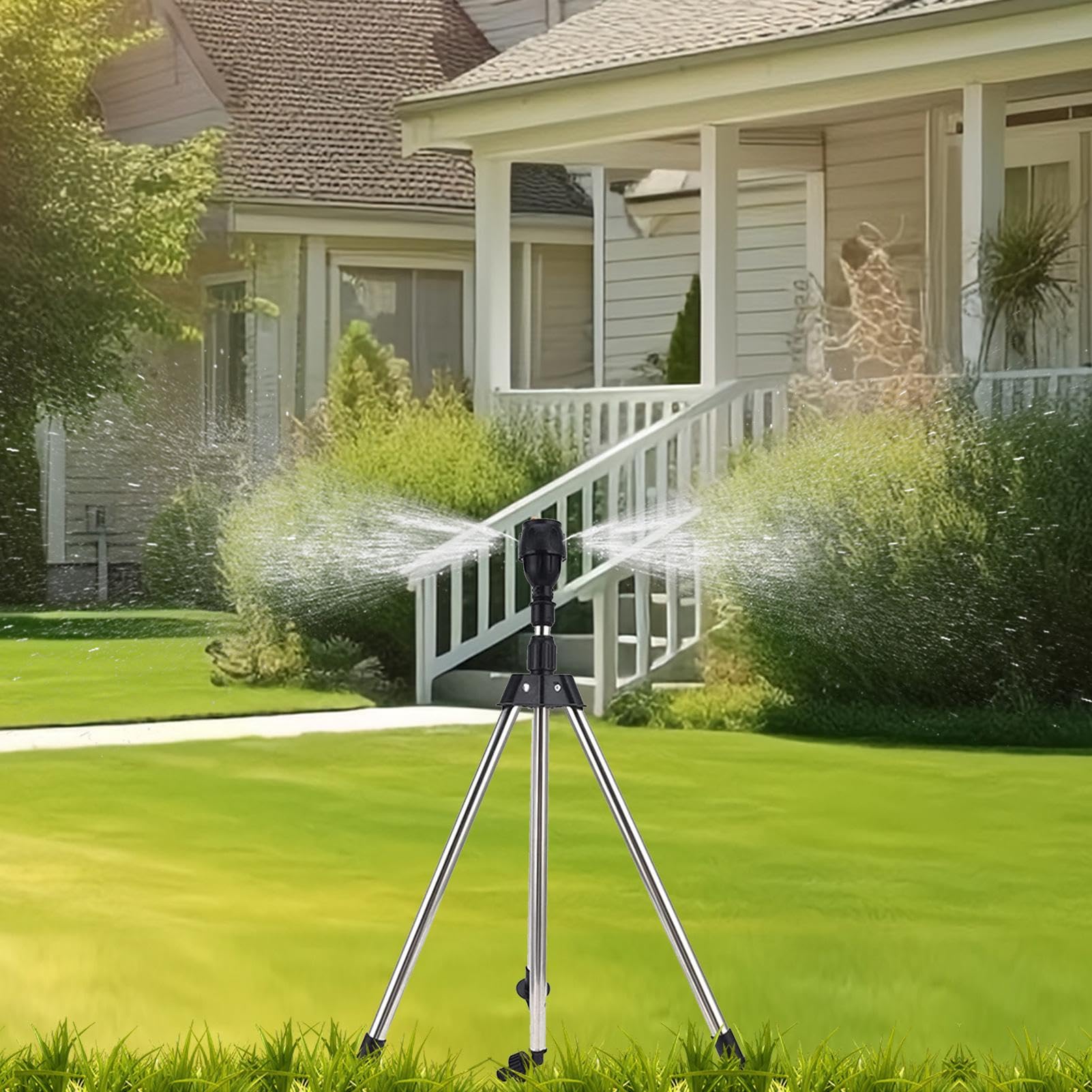 Arroseur sur trépied, trépied d'arroseur | Arroseur sur pied avec grande portée – Arroseur d'eau télescopique avec base en métal, système d'irrigation de jardin à 360 degrés pour pelouse