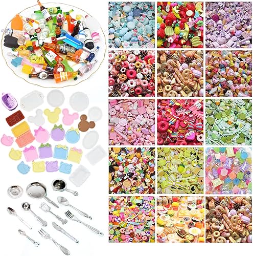 Bargain House - 150 piezas en miniatura, botellas de alimentos y bebidas, accesorios para muñecas, juego 1:12, juego de simulación, juego de cocina,