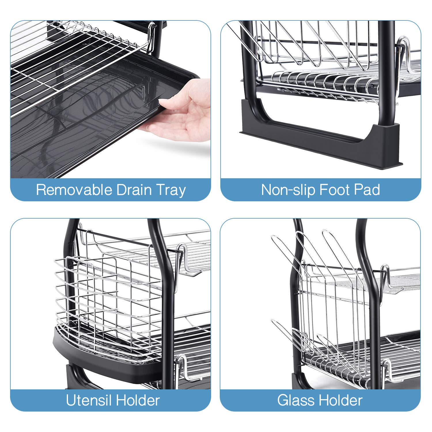 Buy Kingrack Dish Drainer,3Tier Dish Rack,Easy Assemble Large Capacity