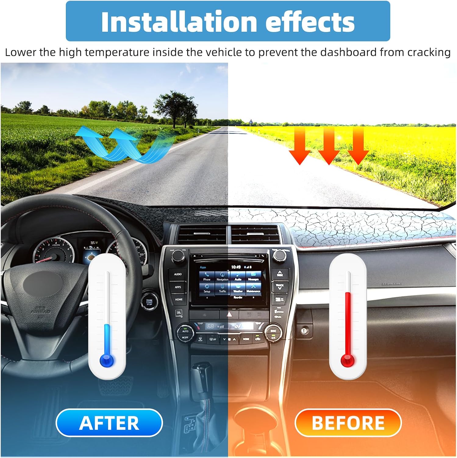 Dash Cover Mat Compatible with Toyota Camry 2012-2017 Non-Slip Dashboard Cover Mat Sunshade UV Rays Protector Interior Accessories