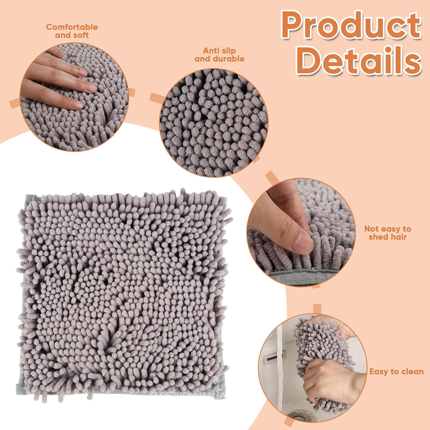 Locker Rug School Rugs Carpet Chenille 100% Microfiber Locker Carpet with Non Skid Backing Locker Decorations (Grey, 10 * 10) image 4